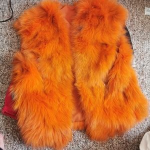 100% Genuine fox fur vest /fur jacket/ fur scarf/ cape/orange fur collar